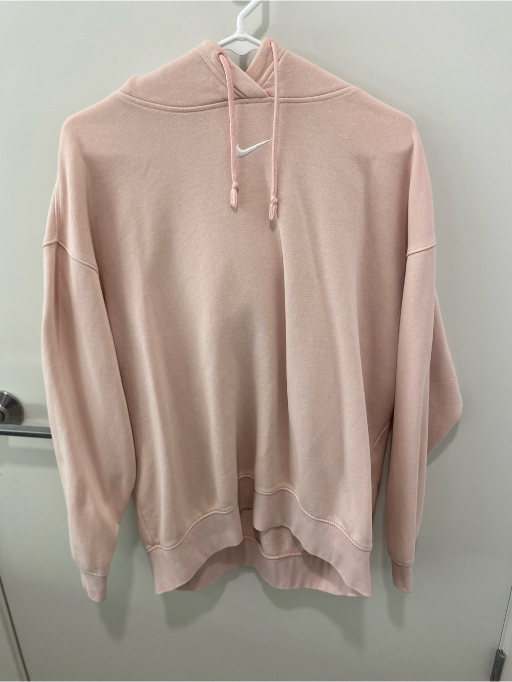 Nike Light Pink Oversized Pullover Hoodie with Small Swoosh